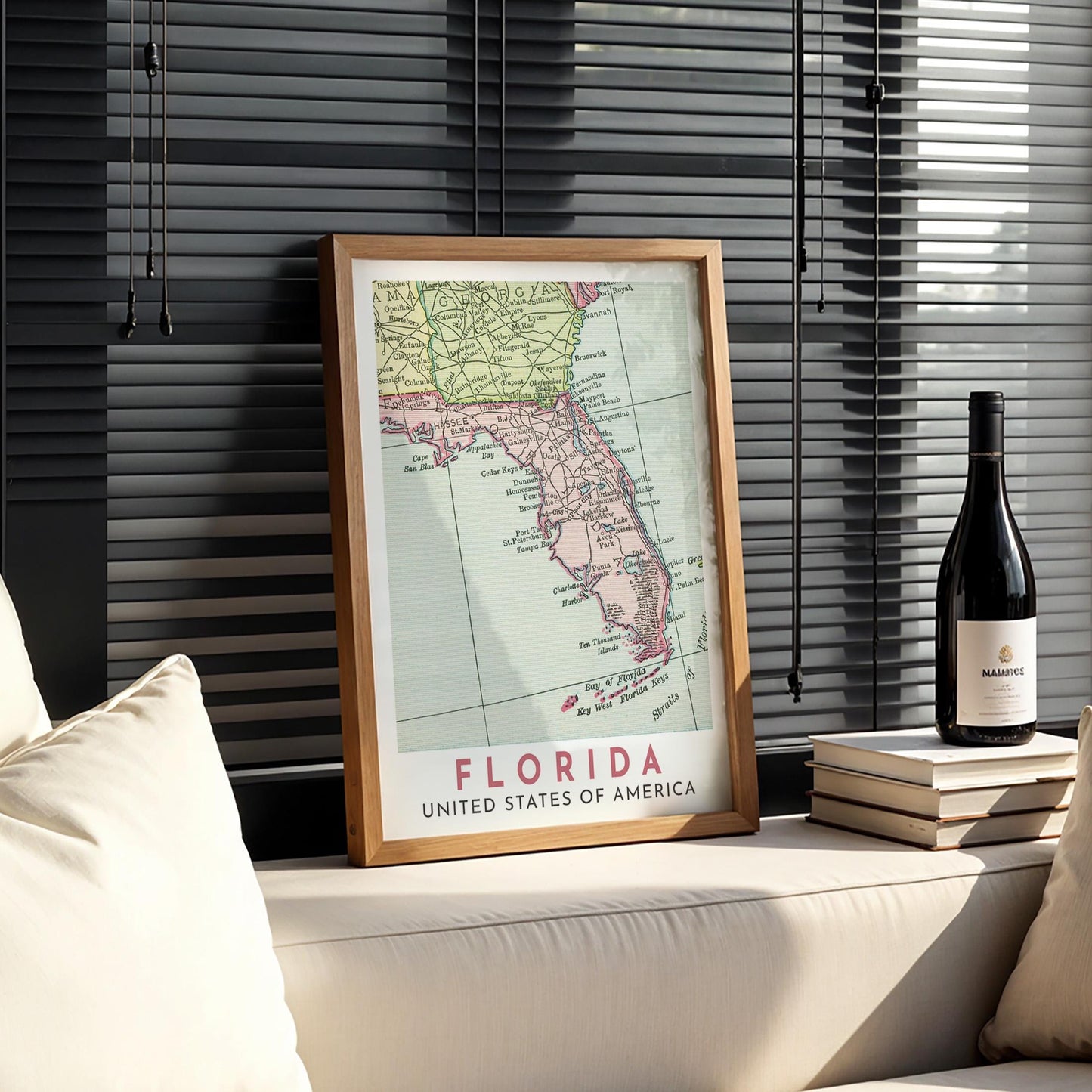 Vintage Florida Map Print, Travel Wall Art (Digital Download)
