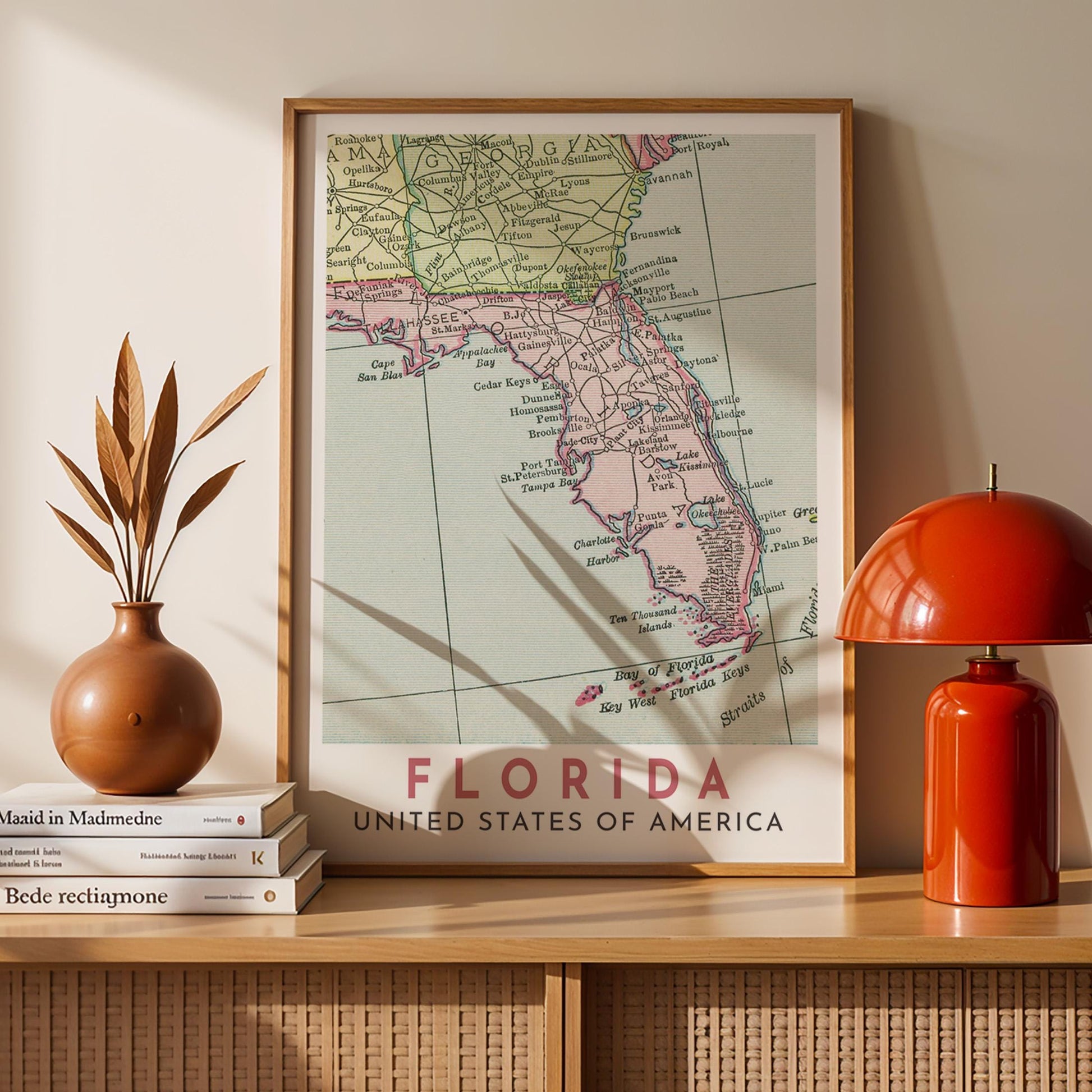 Vintage Florida Map Print, Travel Wall Art (Digital Download)