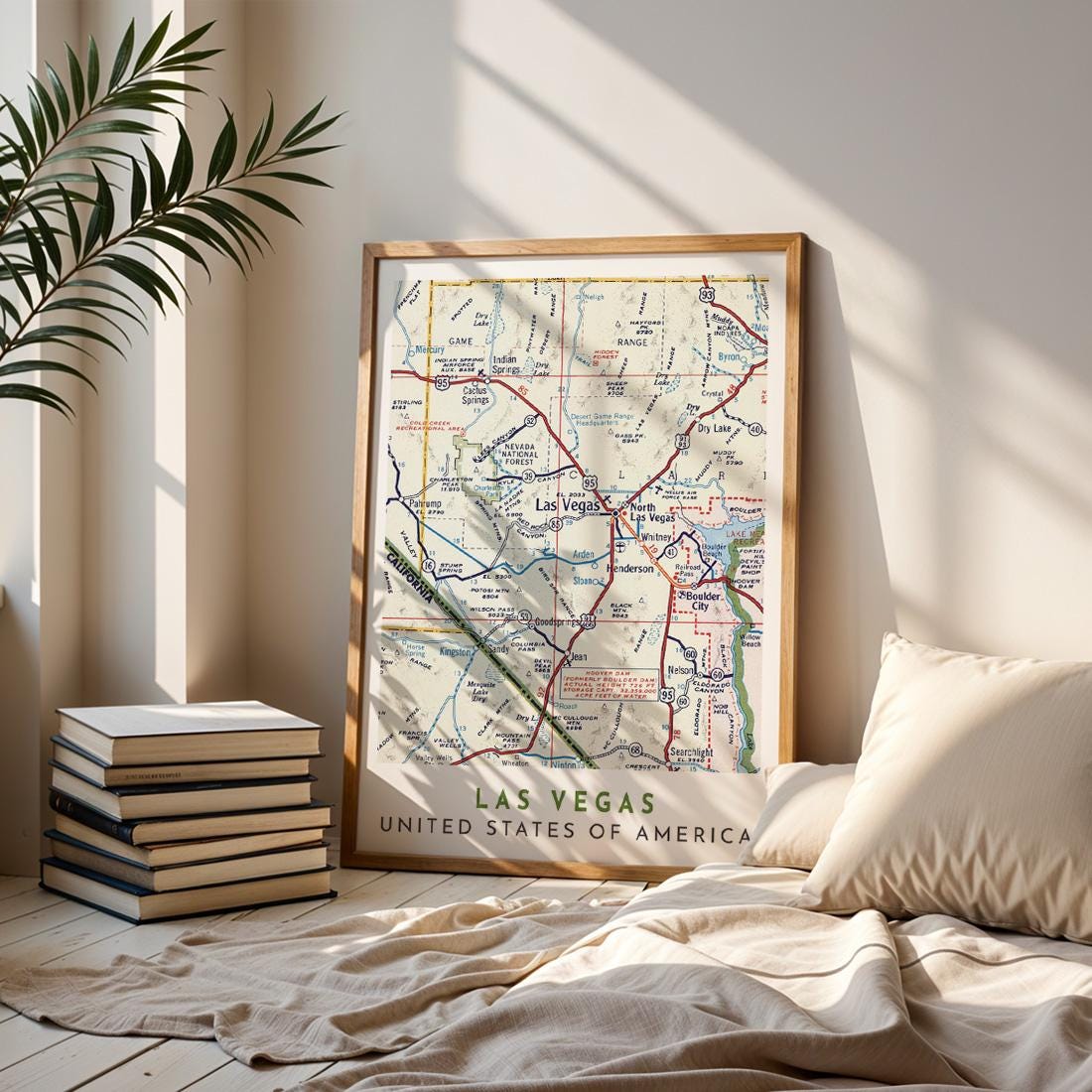 Las Vegas Vintage Map Poster, Nevada City Wall Art (Digital Download)
