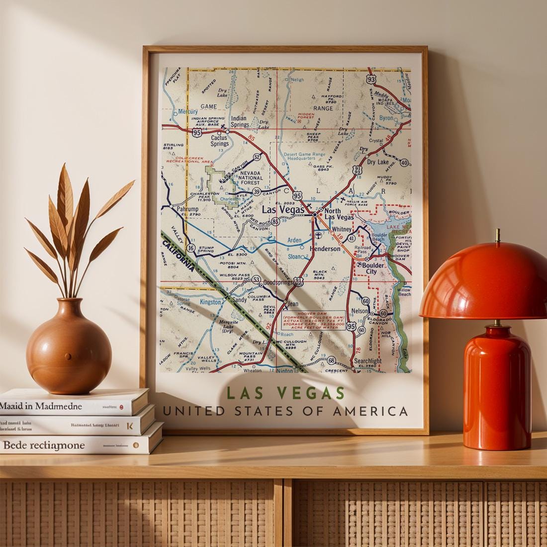 Las Vegas Vintage Map Poster, Nevada City Wall Art (Digital Download)