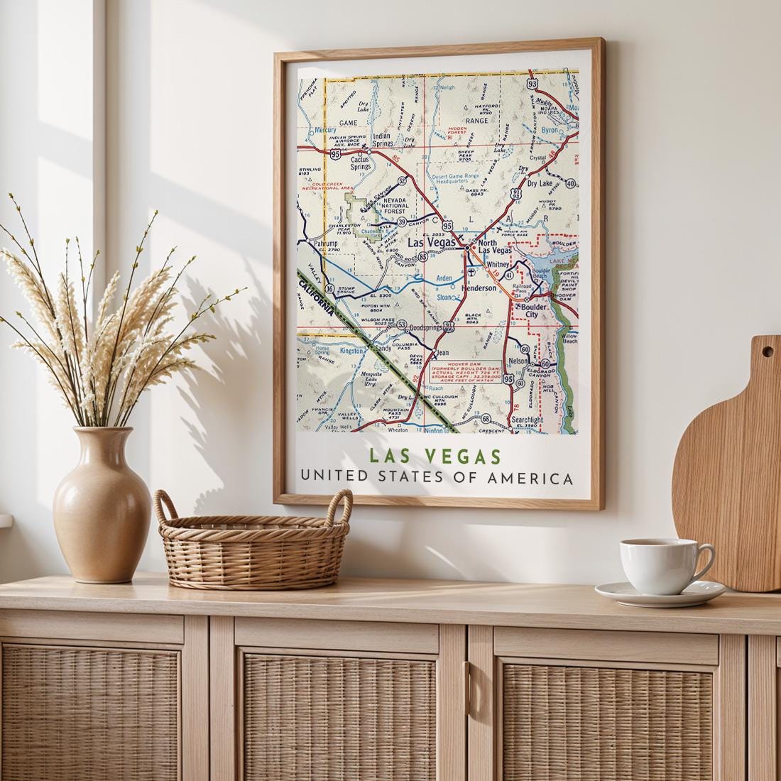 Las Vegas Vintage Map Poster, Nevada City Wall Art (Digital Download)