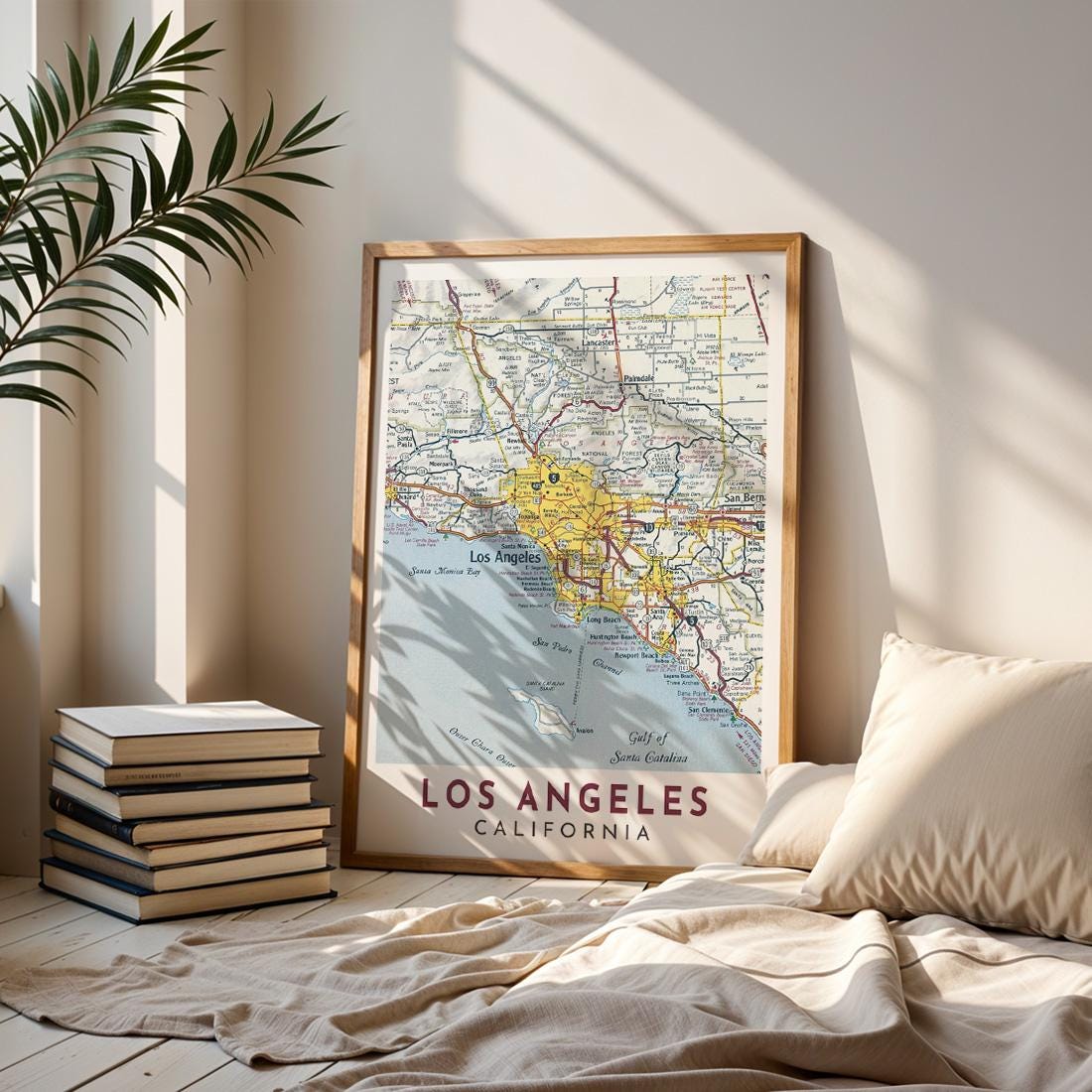 Vintage Los Angeles Map Print, California Travel Poster (Digital Download)