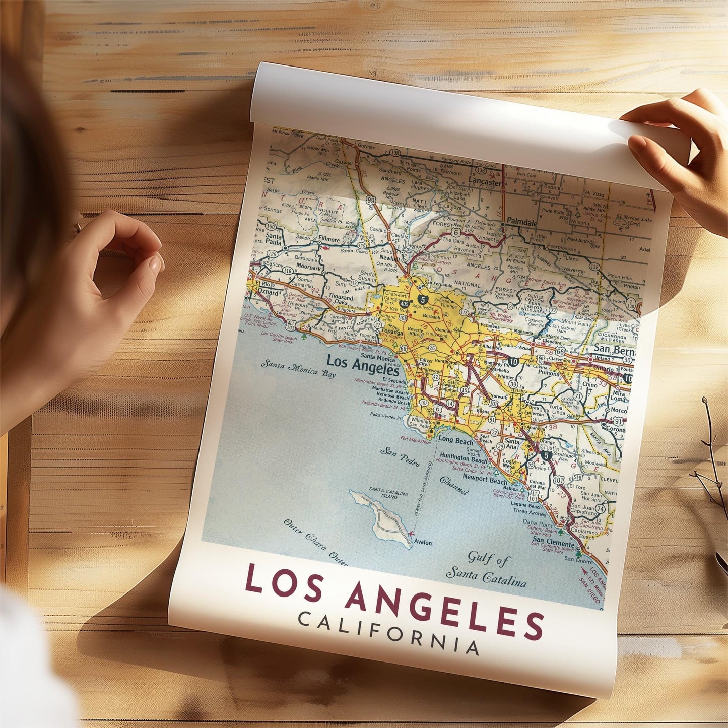 Vintage Los Angeles Map Print, California Travel Poster (Digital Download)