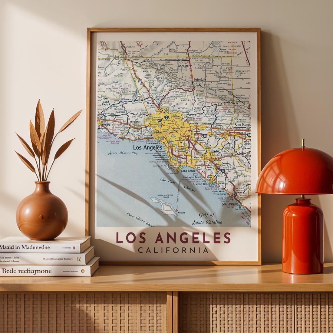 Vintage Los Angeles Map Print, California Travel Poster (Digital Download)