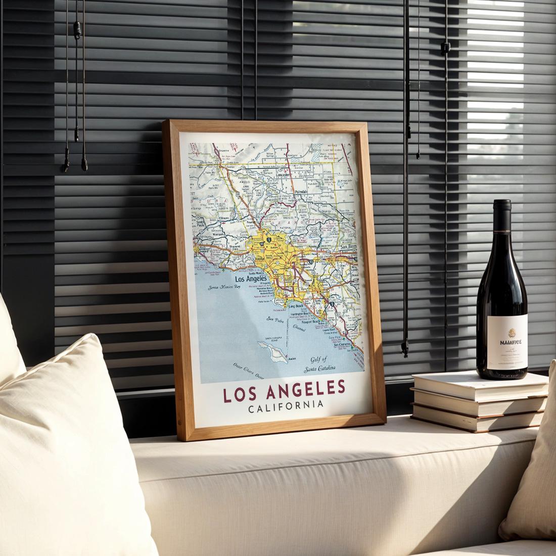 Vintage Los Angeles Map Print, California Travel Poster (Digital Download)