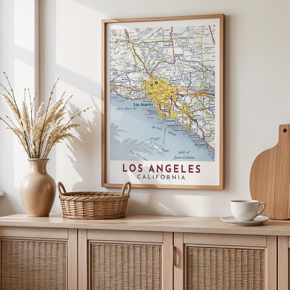 Vintage Los Angeles Map Print, California Travel Poster (Digital Download)