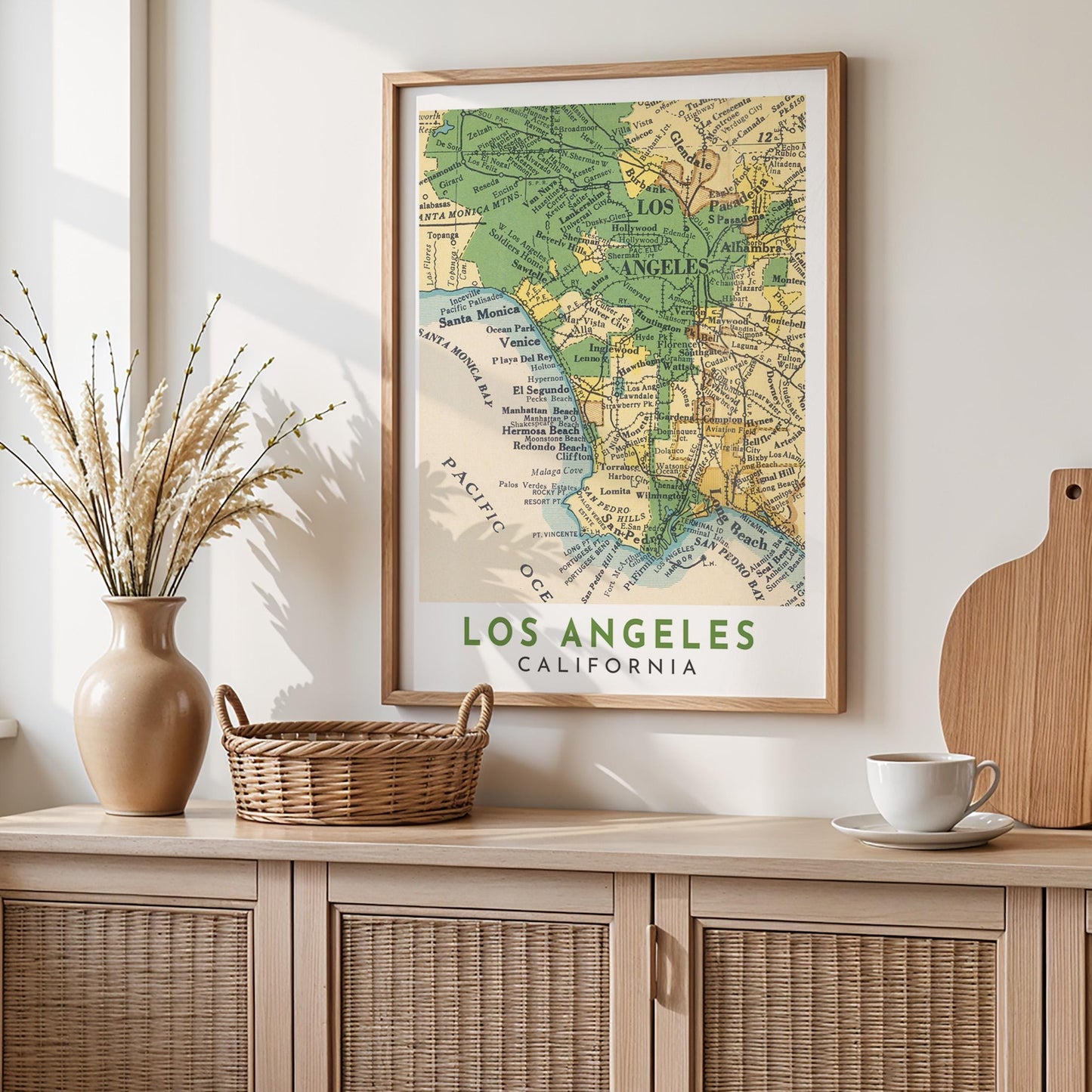Los Angeles Vintage Map Print, California Travel Poster (Digital Download)