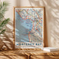 Monterey Bay Vintage Map Print, California Coastal Travel Poster (Digital Download)