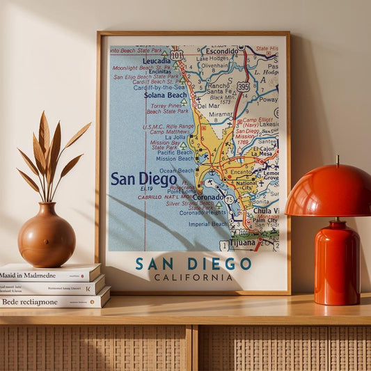 Vintage San Diego Map Print, California City Art (Digital Download)