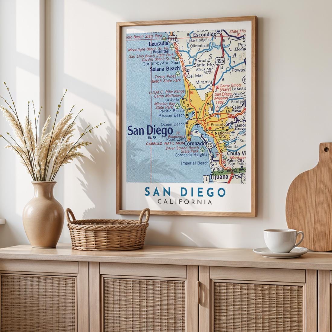 Vintage San Diego Map Print, California City Art (Digital Download)