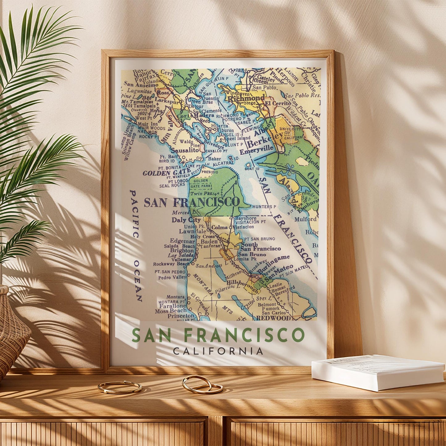 Vintage San Francisco Map Print, California Wall Art (Digital Download)