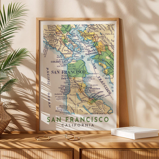 Vintage San Francisco Map Print, California Wall Art (Digital Download)