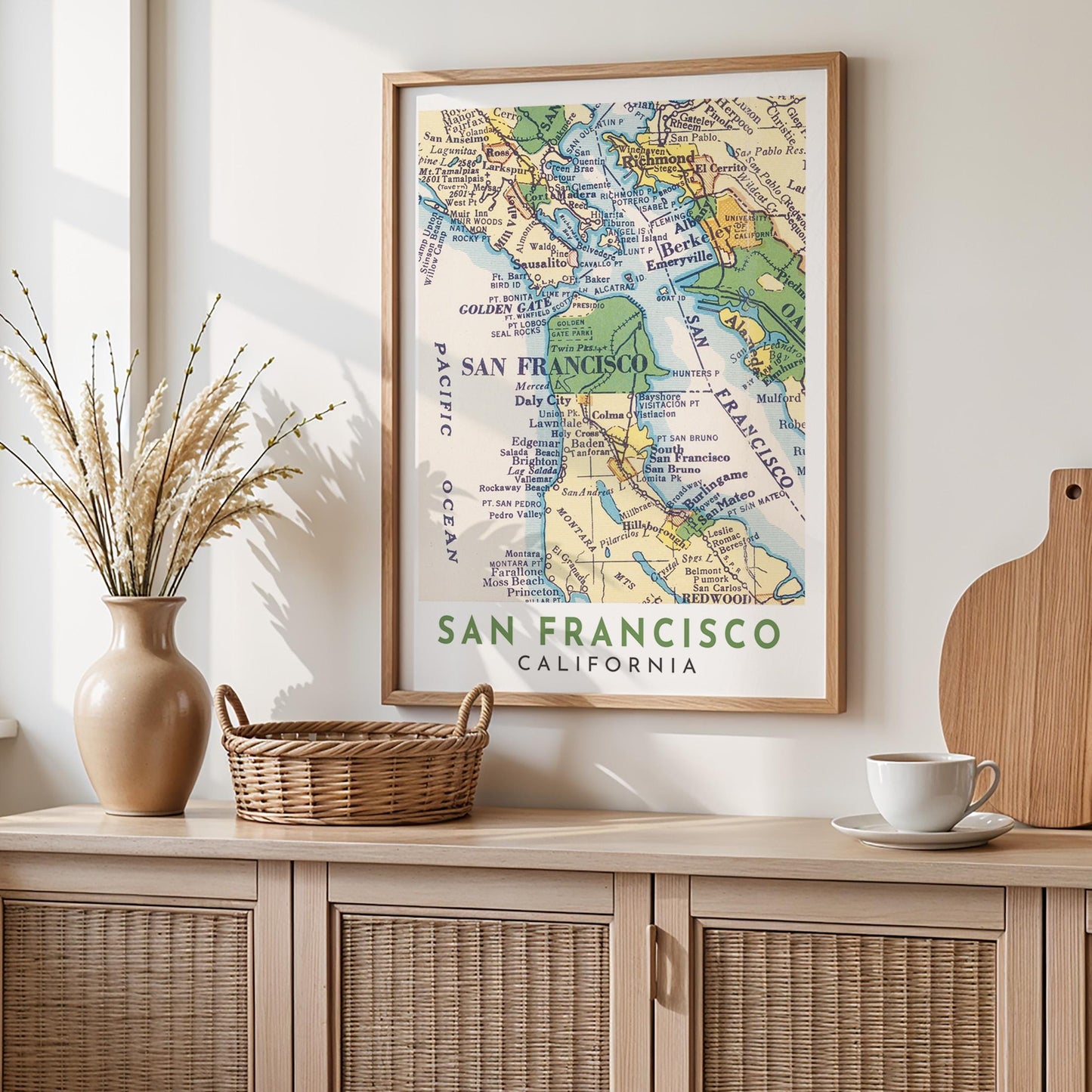 Vintage San Francisco Map Print, California Wall Art (Digital Download)