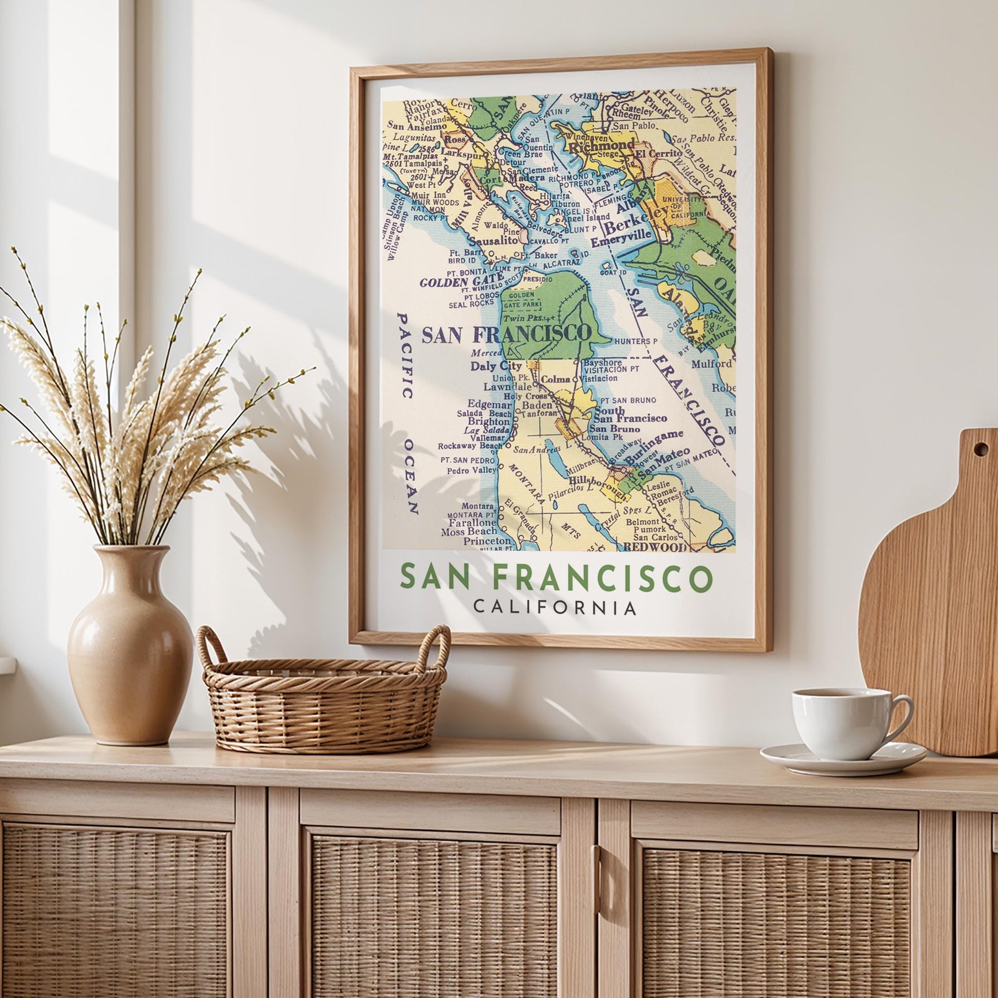 Vintage San Francisco Map Print, California Wall Art (Digital Download)