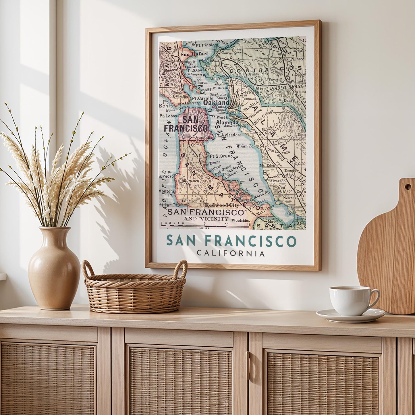 Vintage San Francisco Map Print, California Travel Poster (Digital Download)