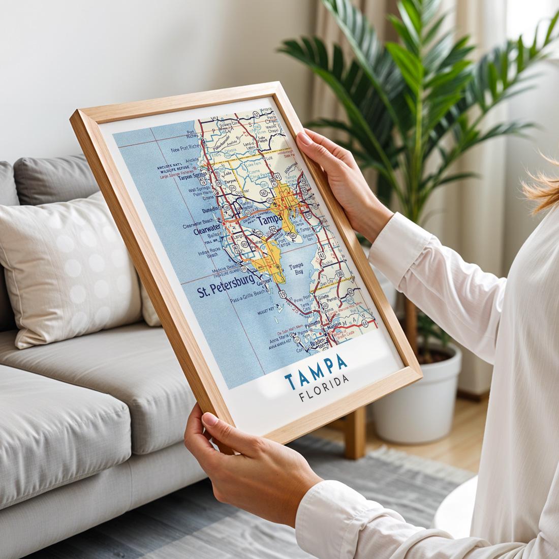 Vintage Tampa Florida Map Print, City Wall Art (Digital Download)