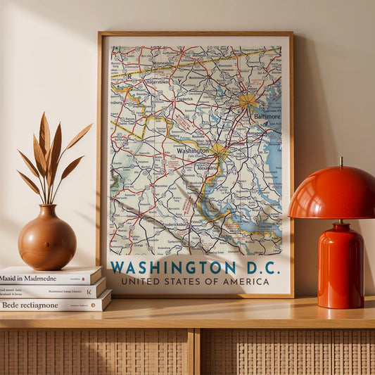 Vintage Washington DC Map Print, USA City Travel Poster (Digital Download)