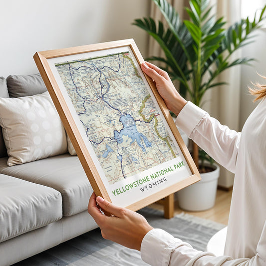 Yellowstone National Park Vintage Map Print (Digital Download)