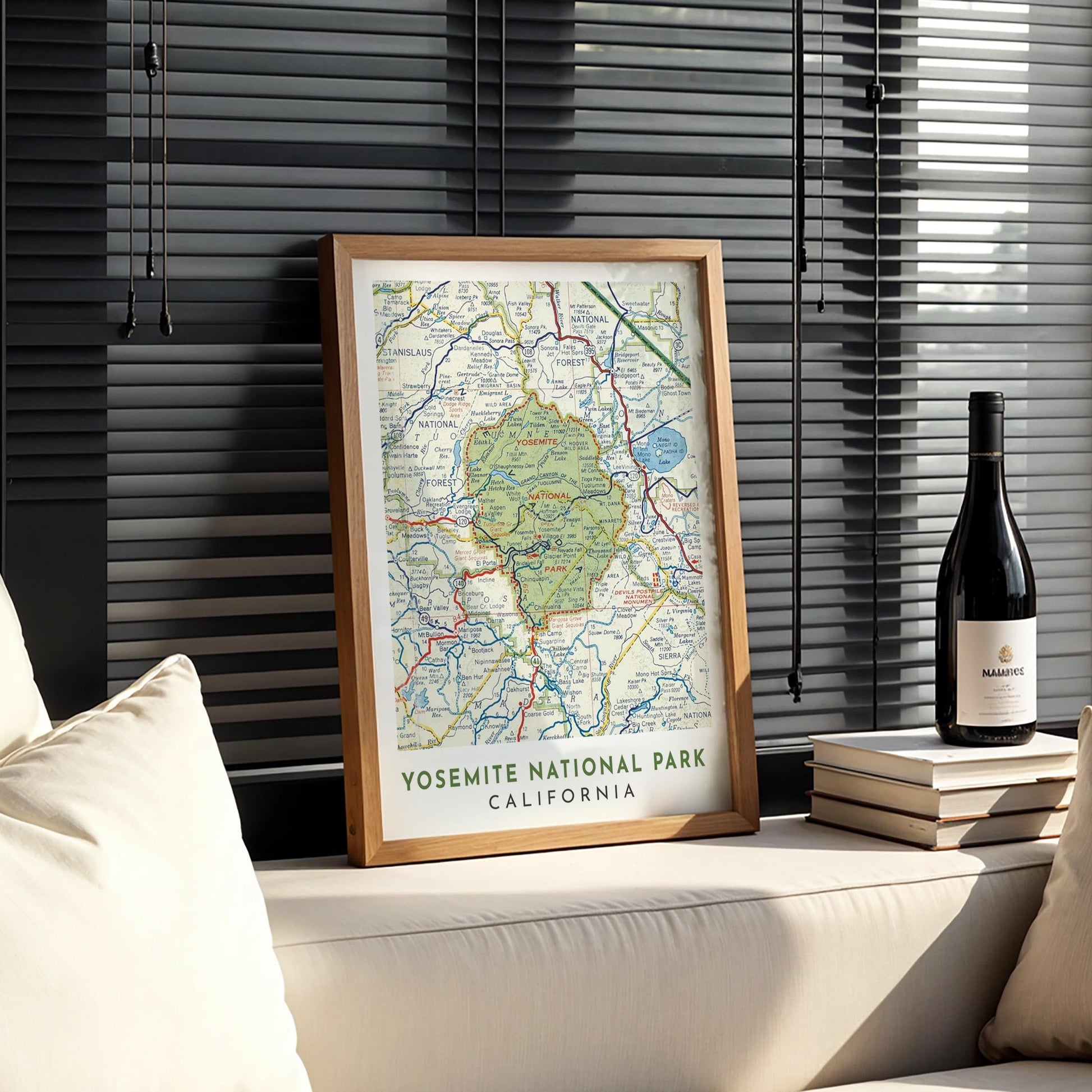 Yosemite National Park Vintage Map Print, California Travel Poster (Digital Download)