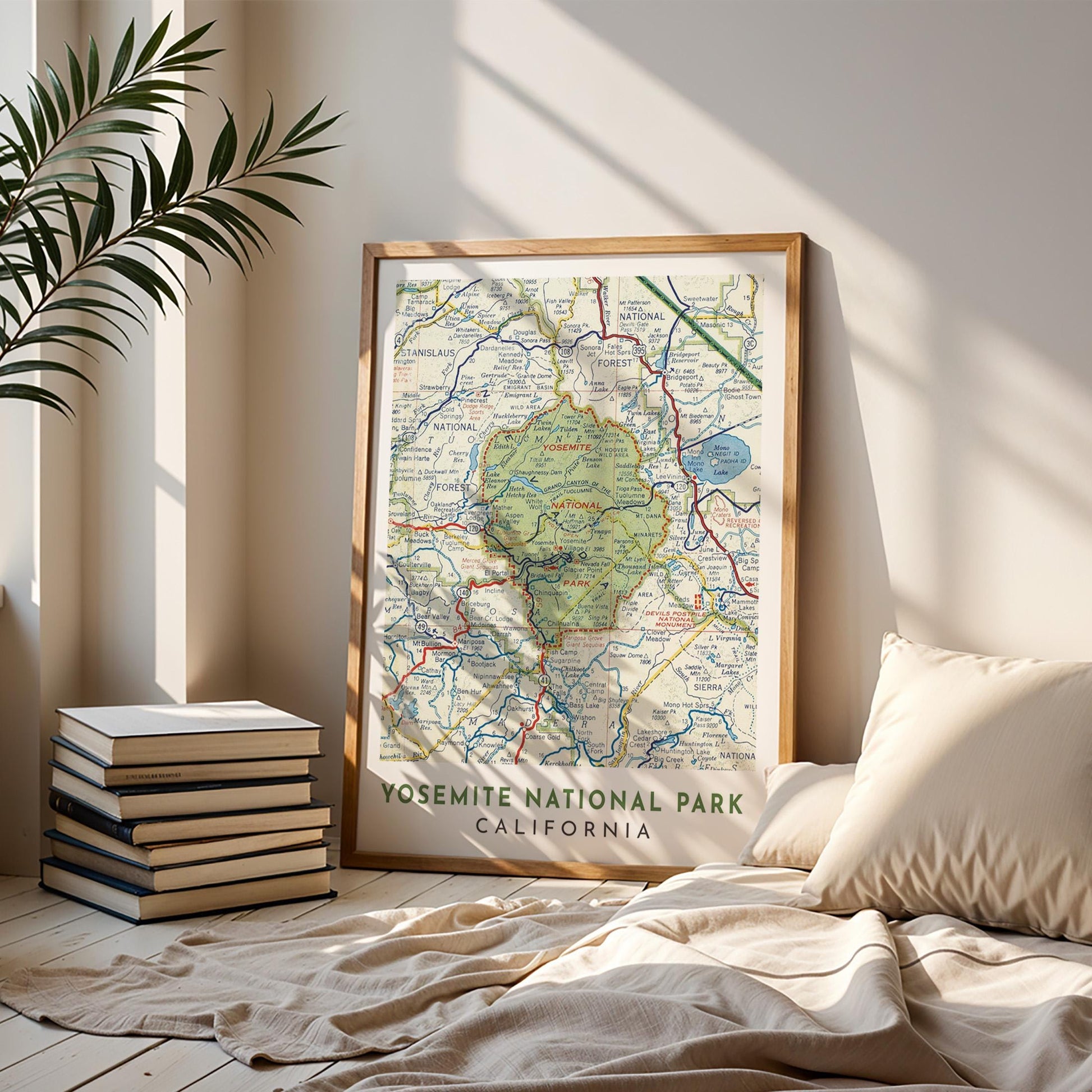 Yosemite National Park Vintage Map Print, California Travel Poster (Digital Download)