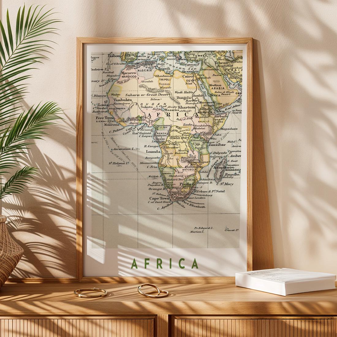 1892 Africa Map Poster, Vintage Continent Wall Art (Digital Download)