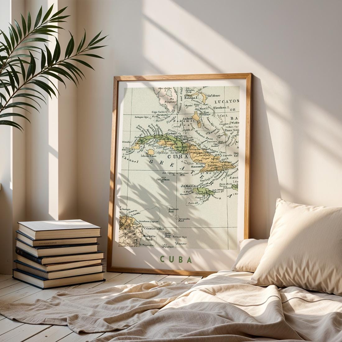1907 Vintage Cuba Map Poster, Antique Caribbean Travel Wall Art (Digital Download)