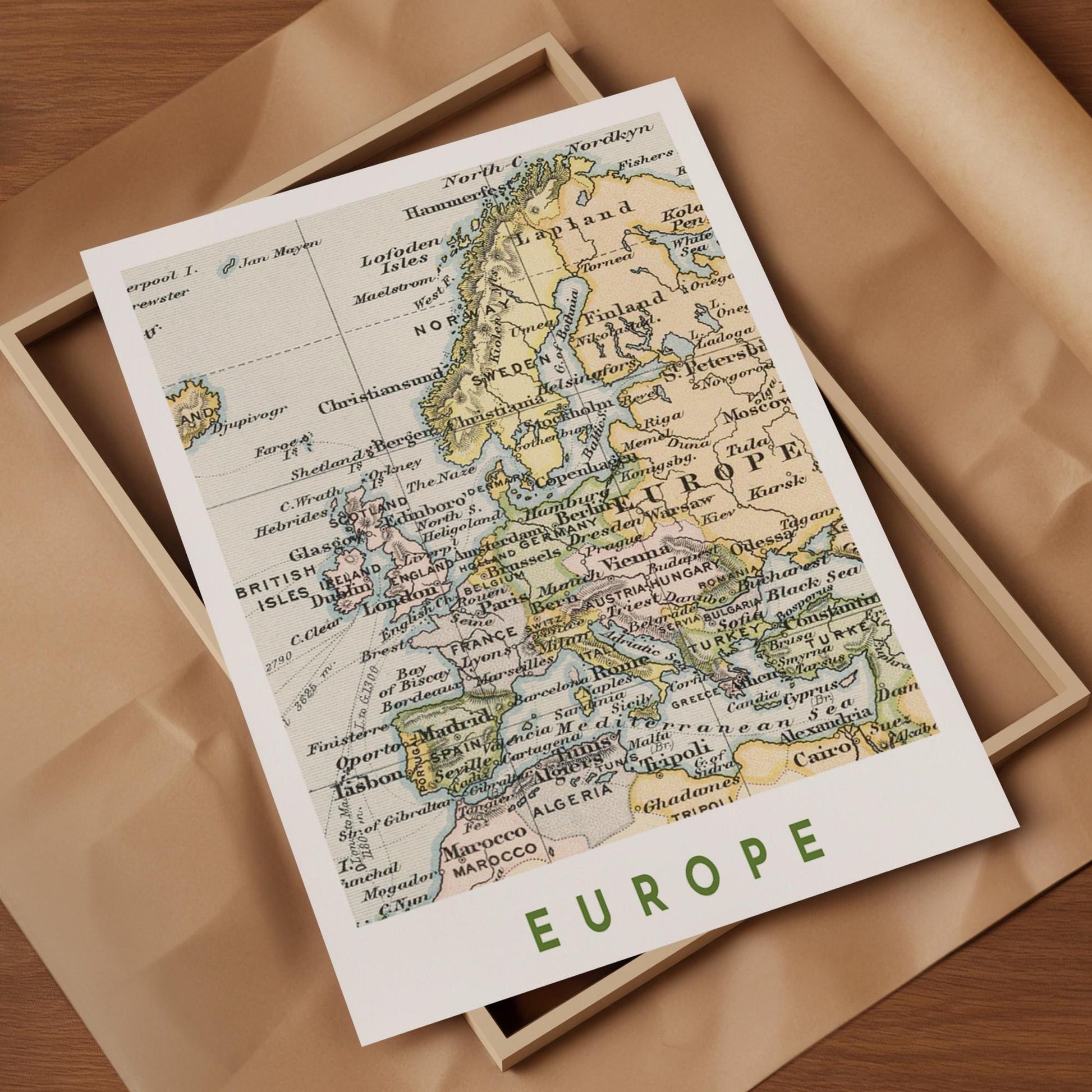1892 Europe Map Print, Antique Vintage Travel Poster (Digital Download)