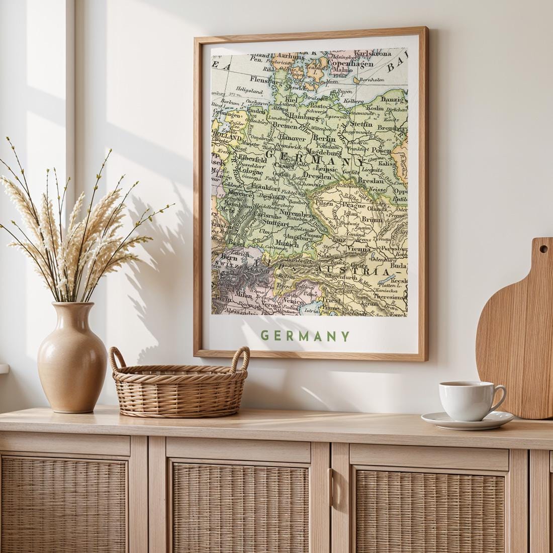 1892 Germany Map Poster, Vintage European Wall Art (Digital Download)