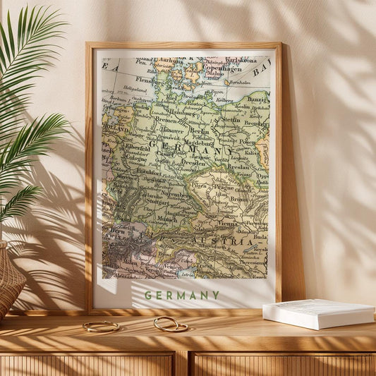 1892 Germany Map Poster, Vintage European Wall Art (Digital Download)