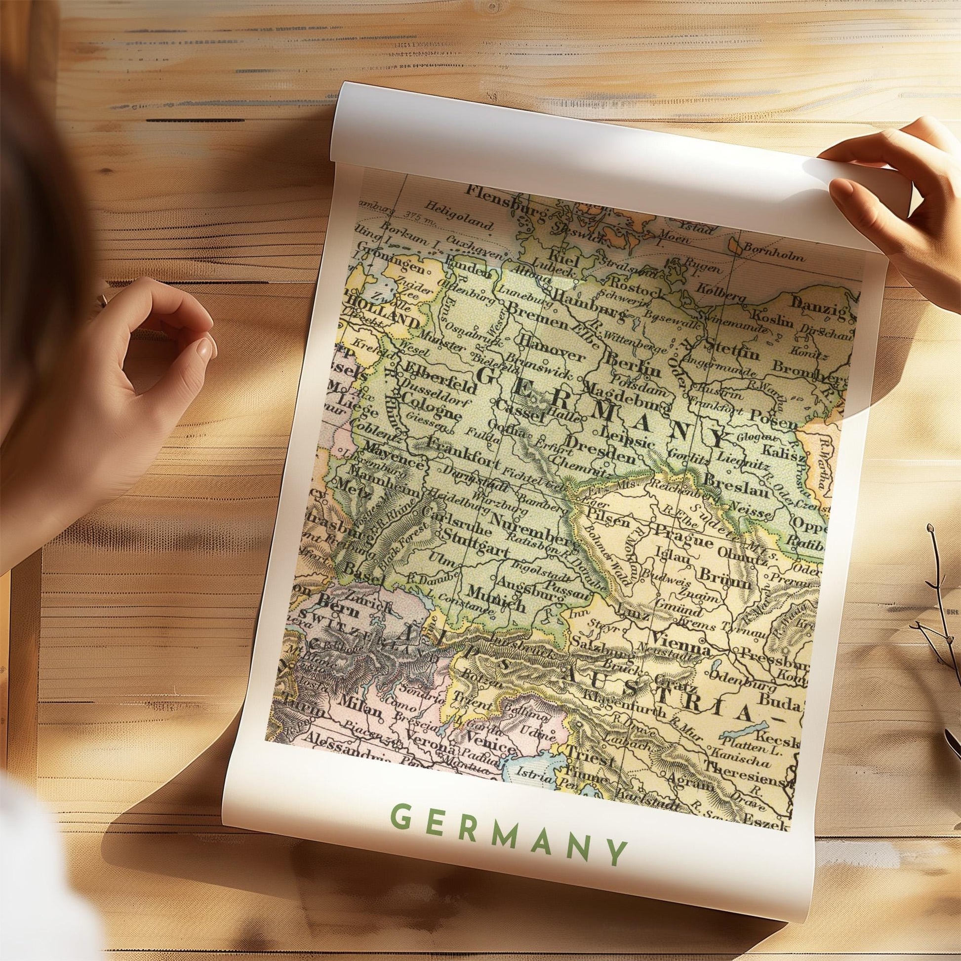 1892 Germany Map Poster, Vintage European Wall Art (Digital Download)