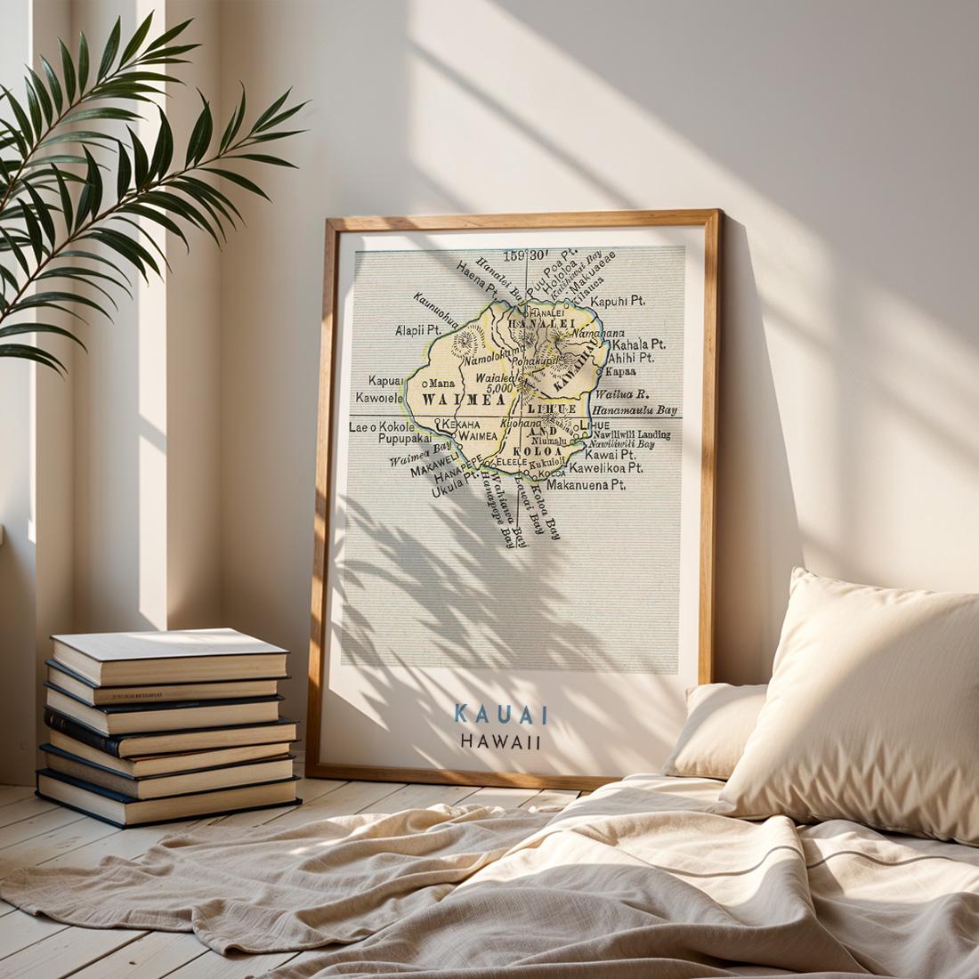 Vintage 1901 Kauai Map Print, Hawaii Wall Art (Digital Download)