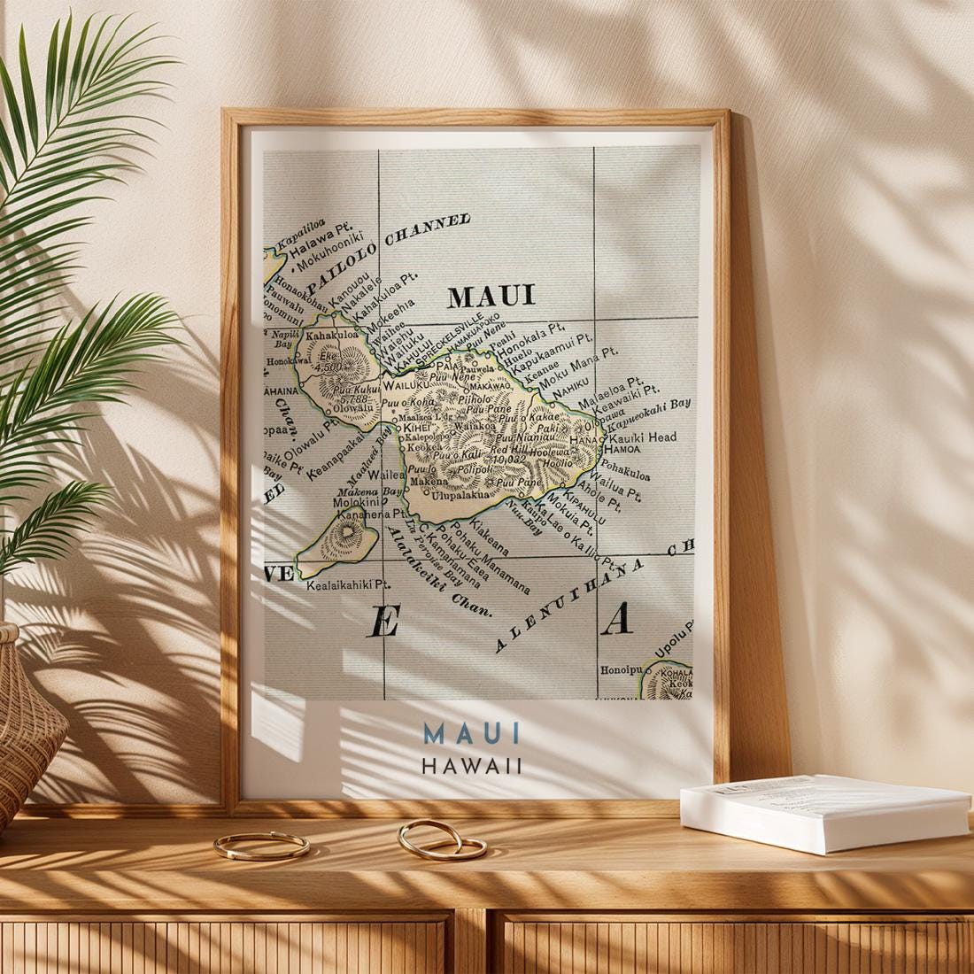 1901 Maui Vintage Map Print, Historic Hawaii Wall Art (Digital Download)