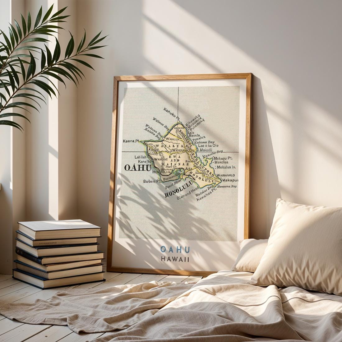 1901 Oahu Vintage Map Print, Honolulu Hawaii Wall Art (Digital Download)