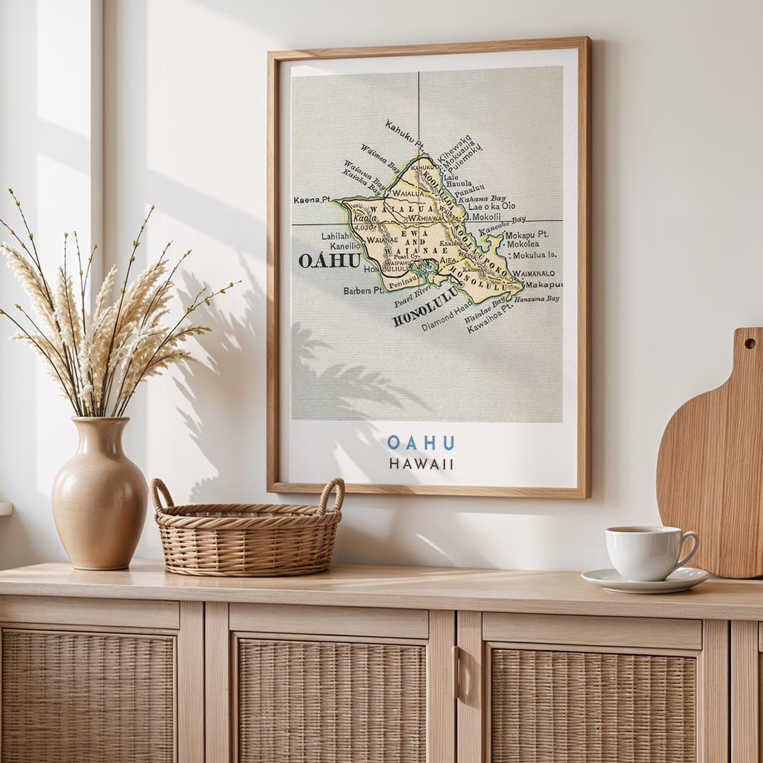 1901 Oahu Vintage Map Print, Honolulu Hawaii Wall Art (Digital Download)