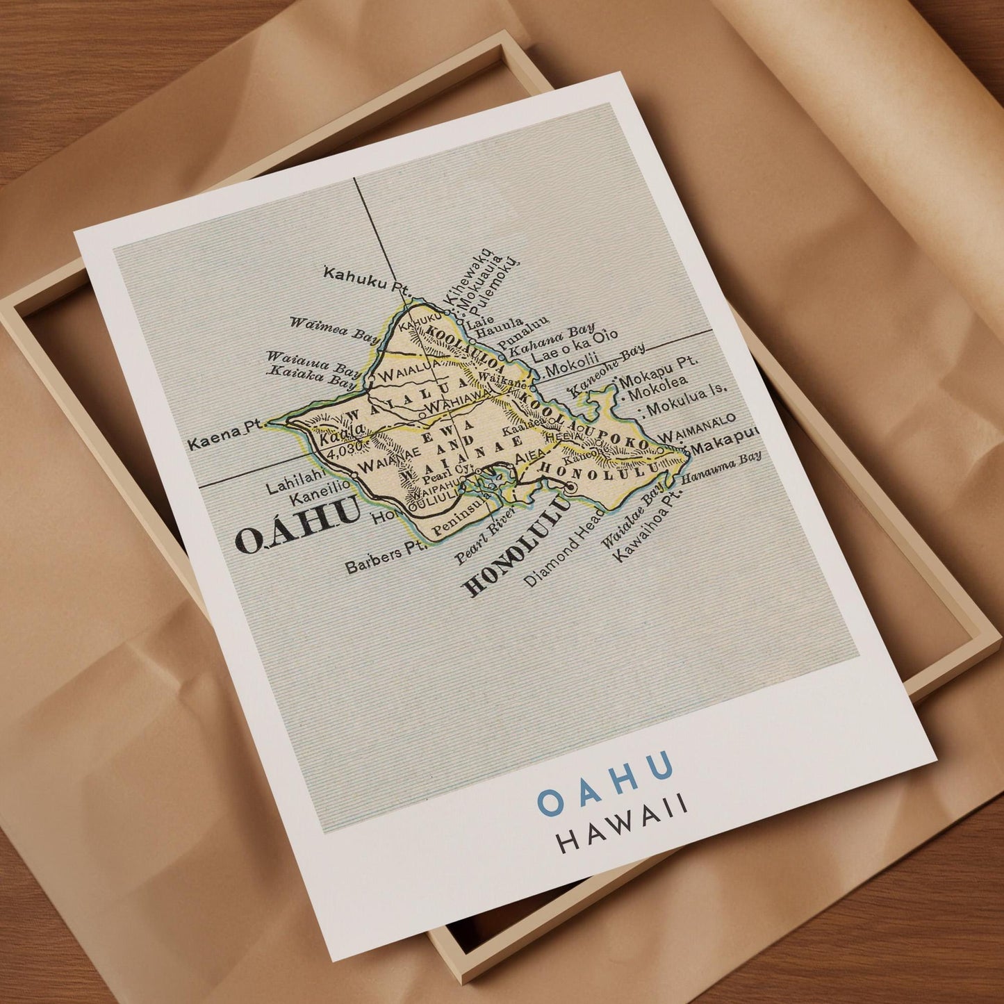 1901 Oahu Vintage Map Print, Honolulu Hawaii Wall Art (Digital Download)