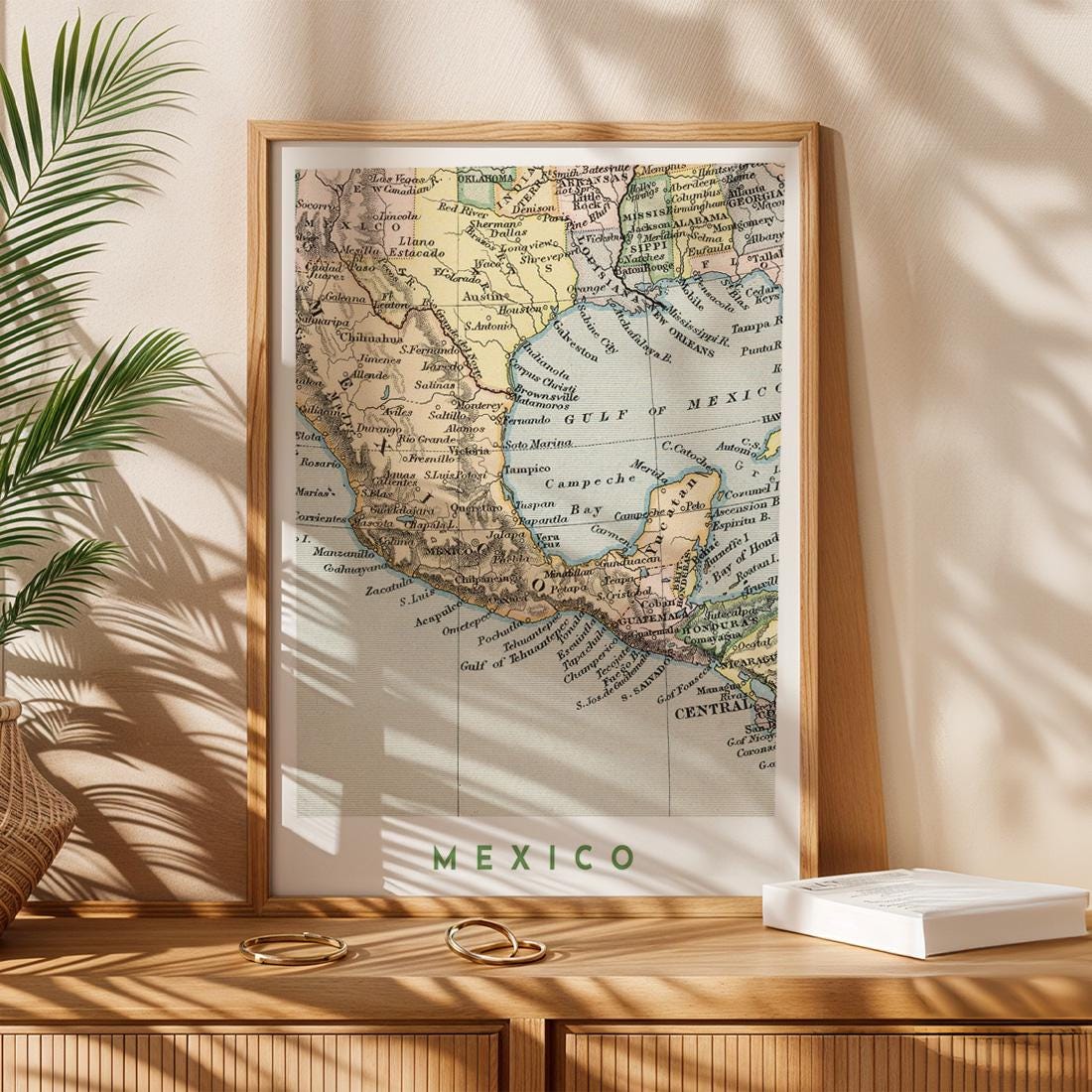 1881 Vintage Mexico Map Poster, Mexico Wall Art (Digital Download)