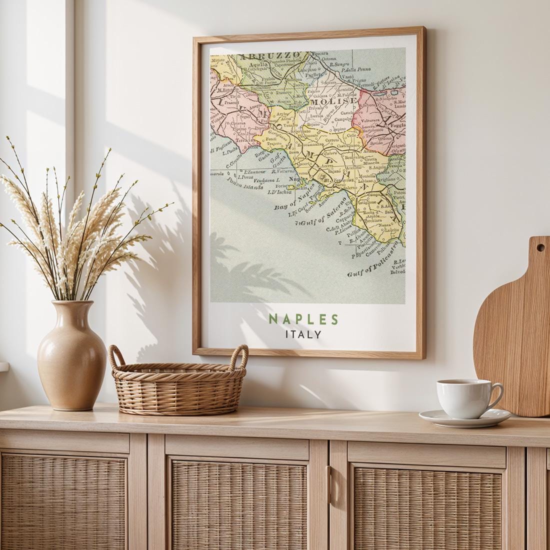 1899 Naples Map Poster, Amalfi Coast Print, Sorrento Italy Travel Art (Digital Download)