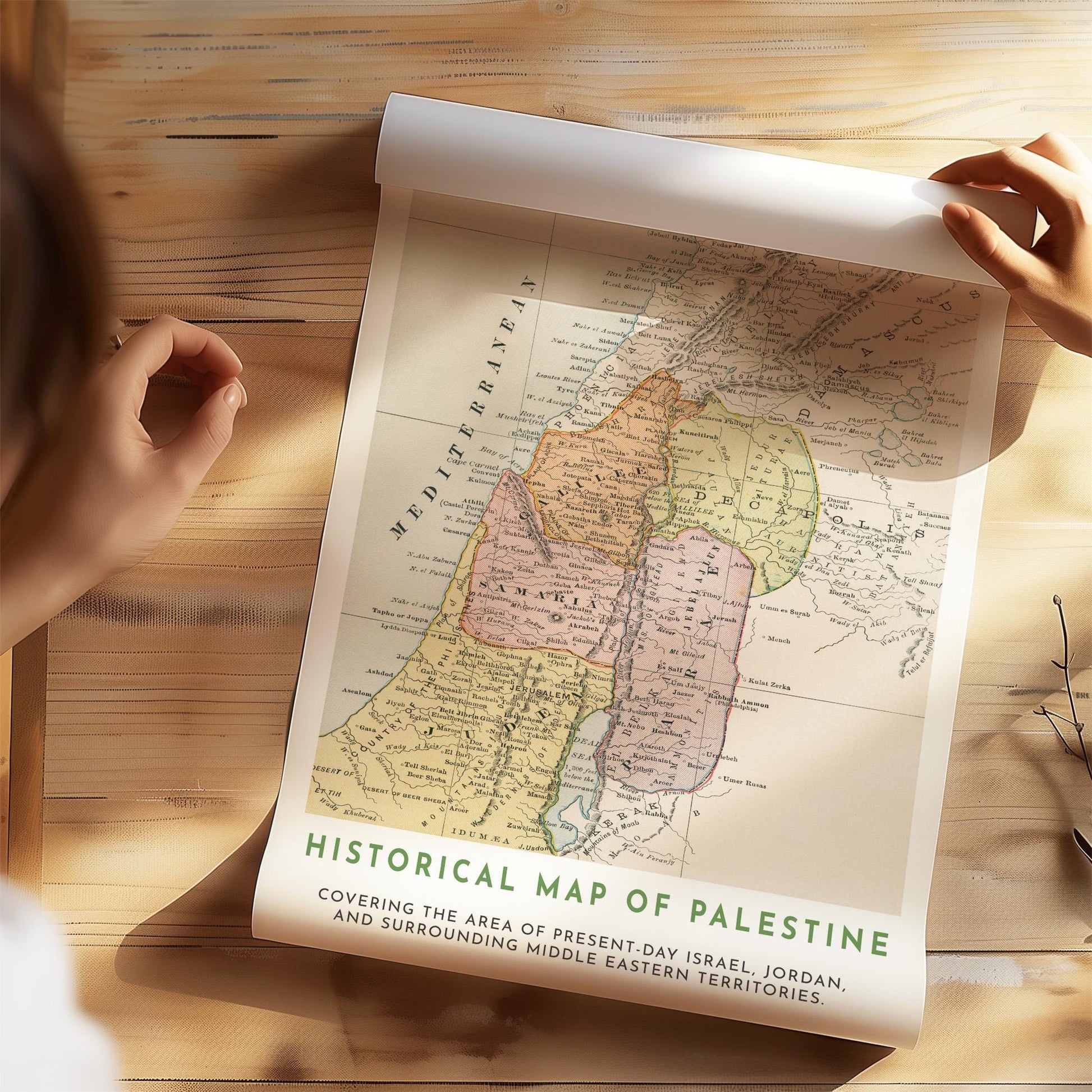Middle East Vintage Map Print, Palestine Art, Isreal Poster, 1883 Historic Map (Digital Download)