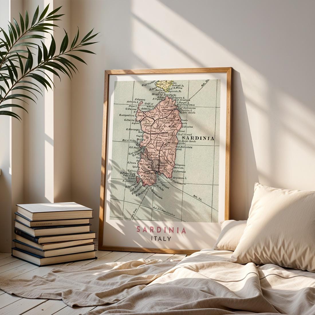 1899 Sardinia Map Poster, Vintage Italy Travel Wall Art (Digital Download)