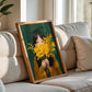 Mimosa Flower Japanese Wall Art Print, Woman Portrait Botanical Poster (Digital Download)