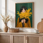 Mimosa Flower Japanese Wall Art Print, Woman Portrait Botanical Poster (Digital Download)