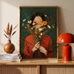 Japanese Wildflower Wall Art Print, Minimalist Botanical Woman Portrait Poster (Digital Download)