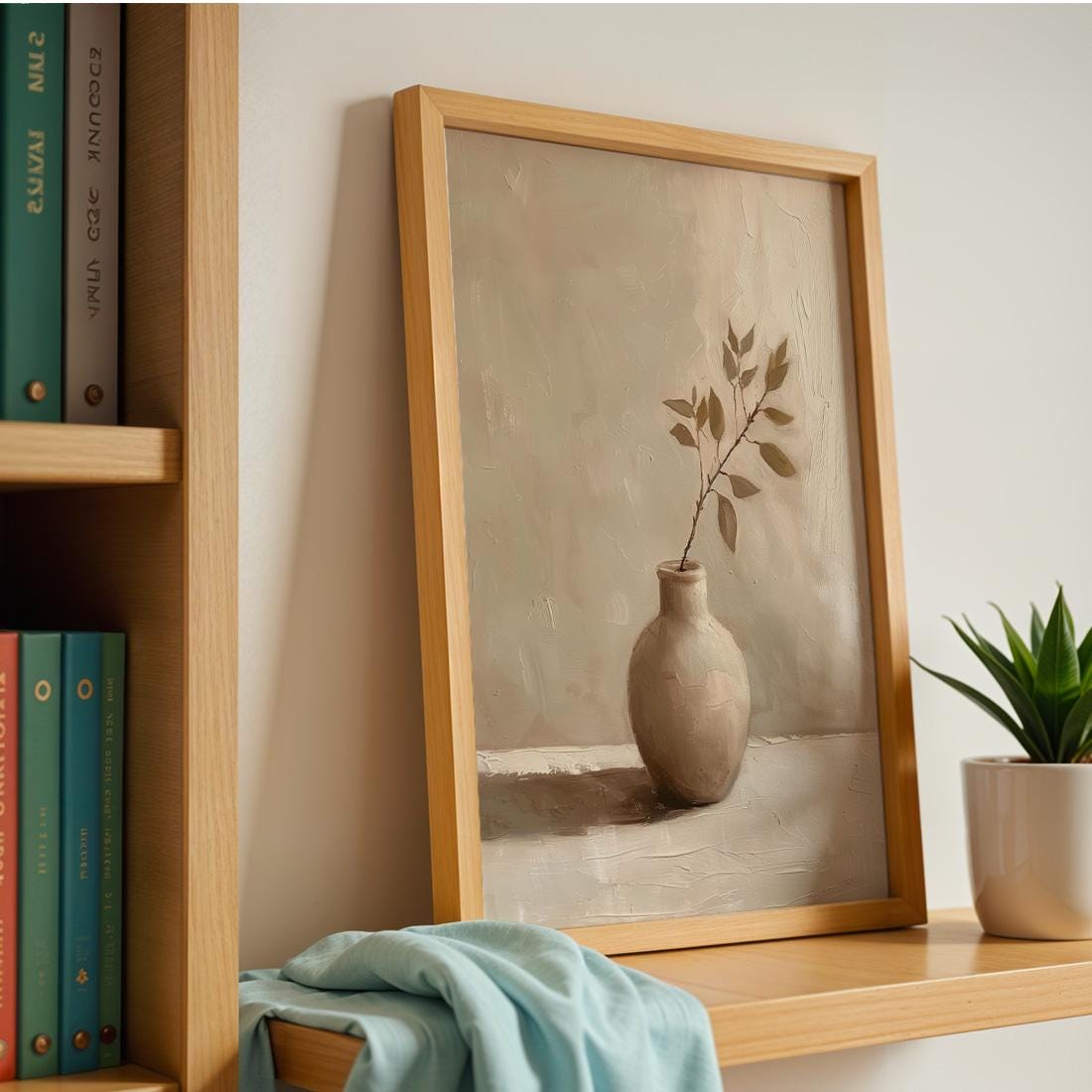 Japandi Minimalist Vase Wall Art Print, Neutral Botanical Poster (Digital Download)