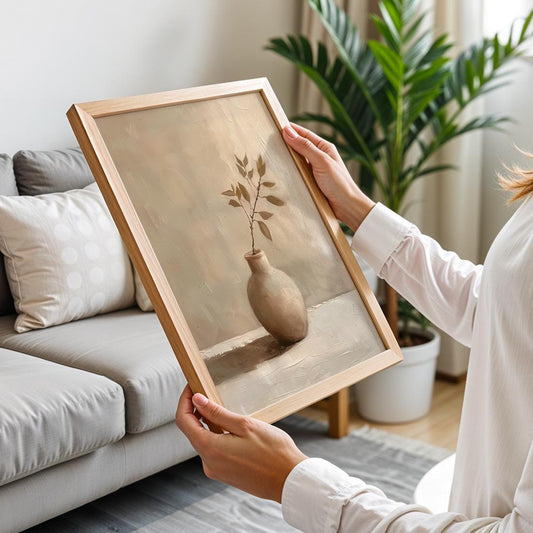Japandi Minimalist Vase Wall Art Print, Neutral Botanical Poster (Digital Download)