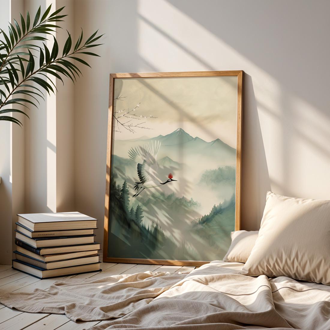 Japanese Crane Wall Art Print, Red Crowned Crane Poster (Digital Download)
