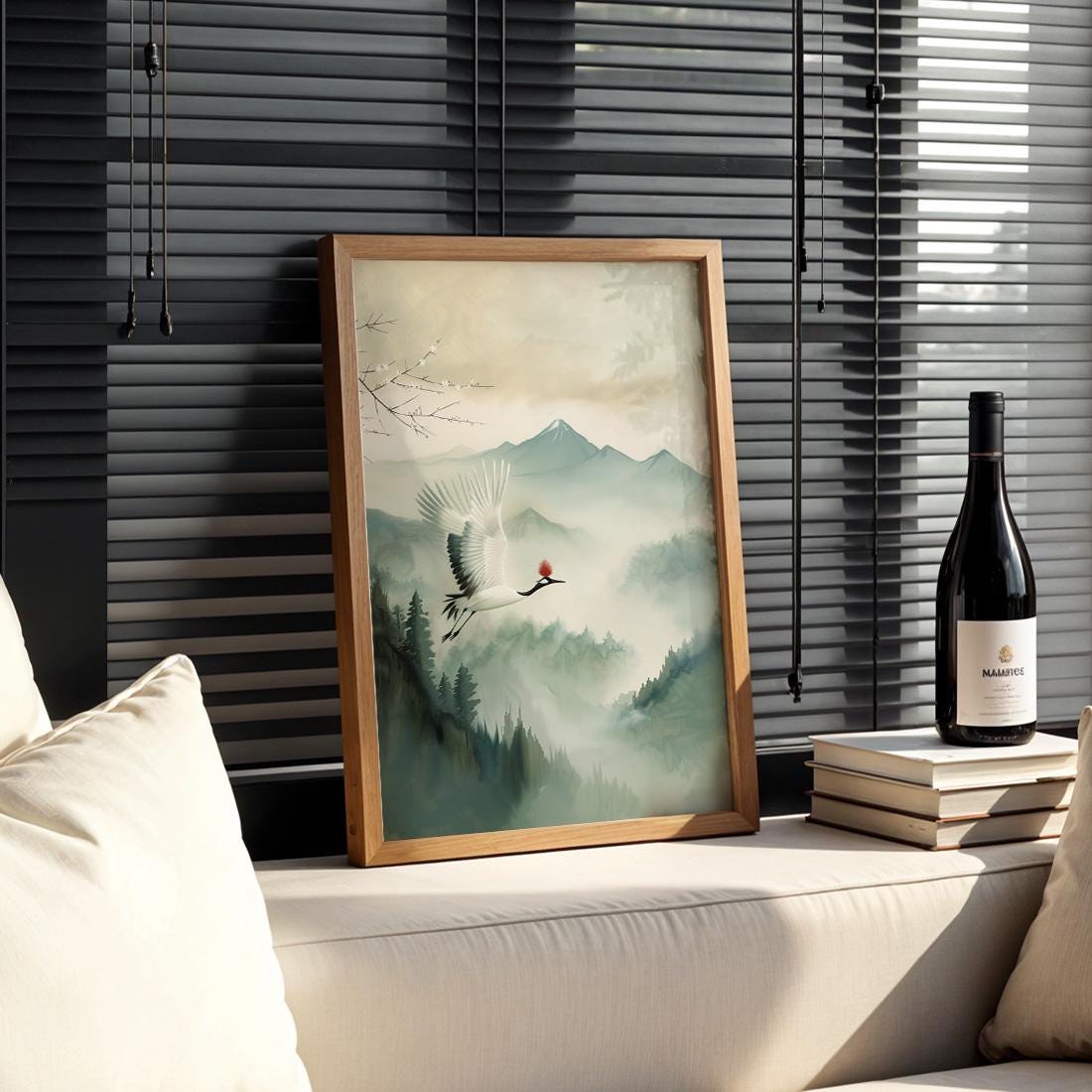 Japanese Crane Wall Art Print, Red Crowned Crane Poster (Digital Download)