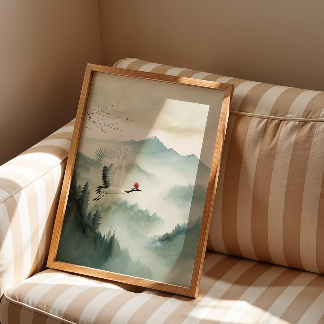 Japanese Crane Wall Art Print, Red Crowned Crane Poster (Digital Download)