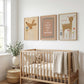 Wildflower Nursery Wall Art Set of 3, Woodland Baby Room Prints, Neutral Nursery Decor