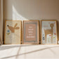 Wildflower Nursery Wall Art Set of 3, Woodland Baby Room Prints, Neutral Nursery Decor