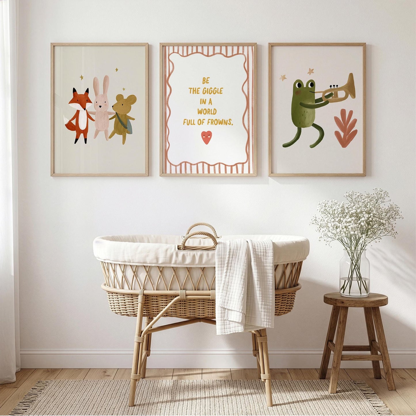 Woodland Nursery Wall Art Set of 3, Neutral Nursery Quote Prints
